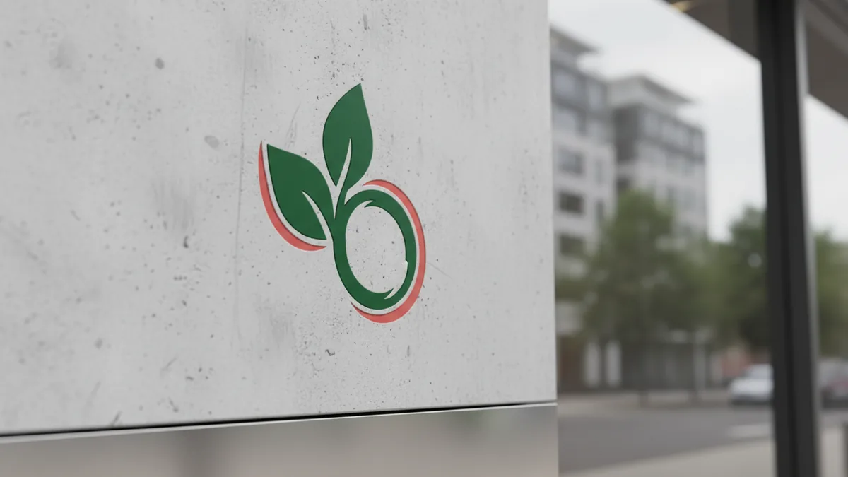Logo mark visible on storefront signage to create a first impression