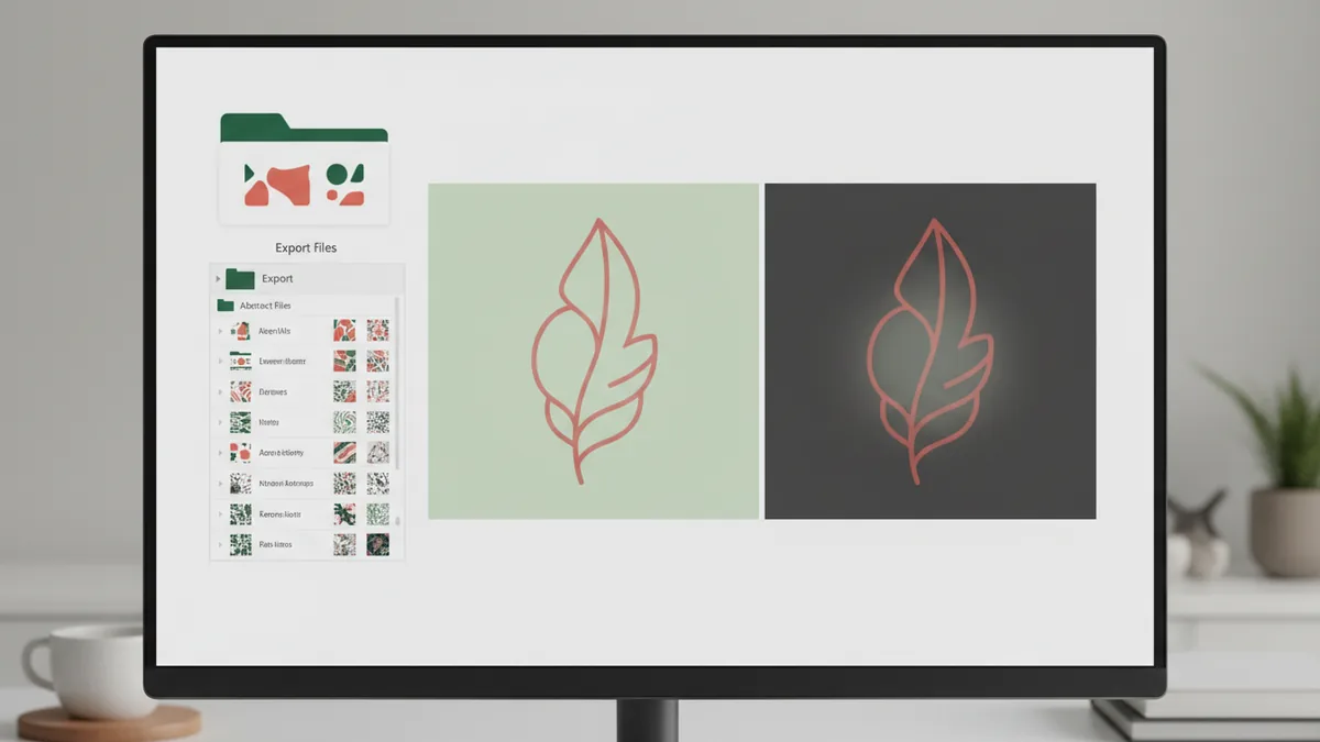 Export transparent and crisp logo files Exported logo files with previews on light and dark backgrounds